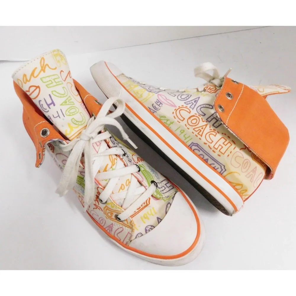 Coach A1285 Bonney Graffiti Print High Top Sneaker Y2K Size 7.5